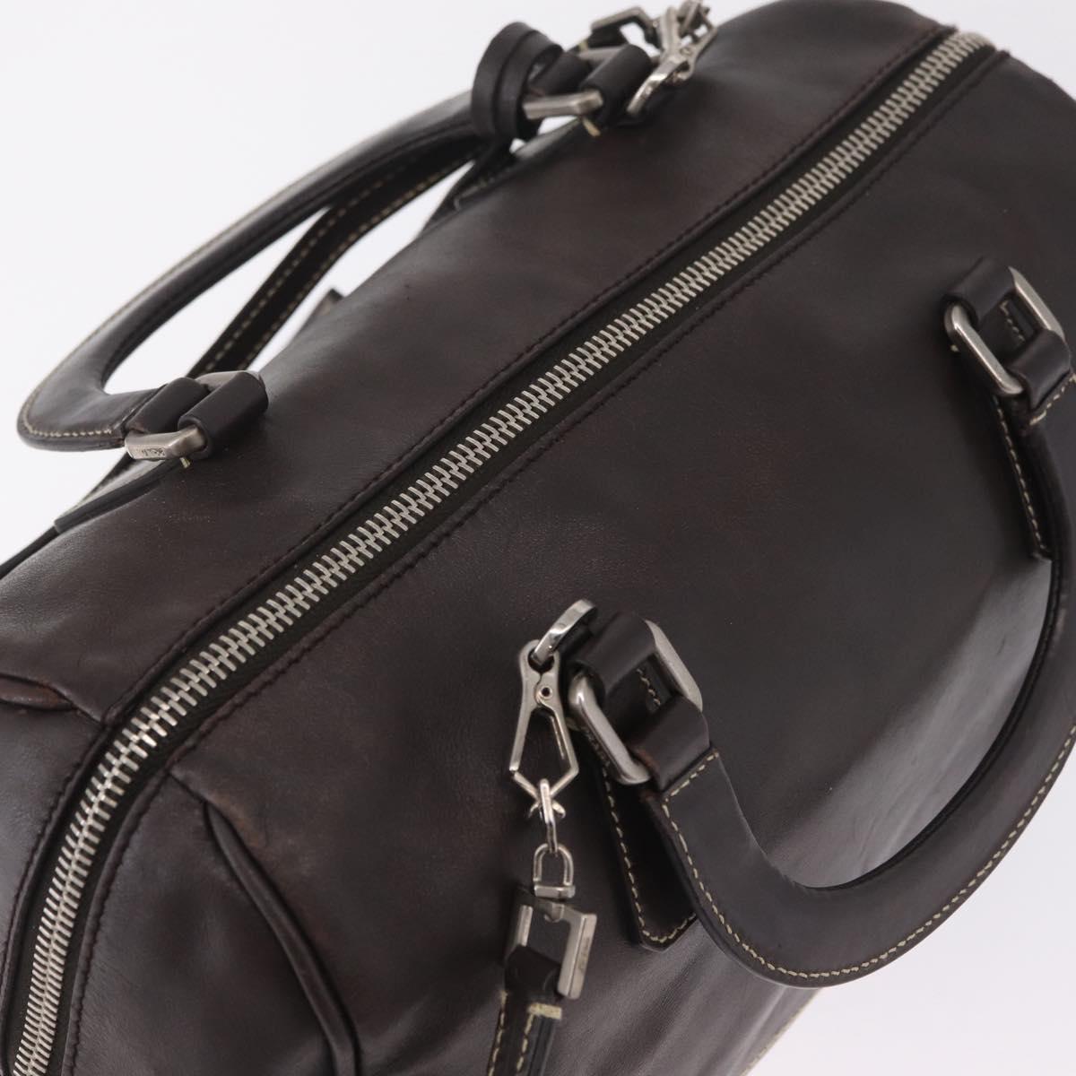 PRADA Mini Boston Bag Boston Bag Leather 2way Brown Silver B11075 Auth am12907A