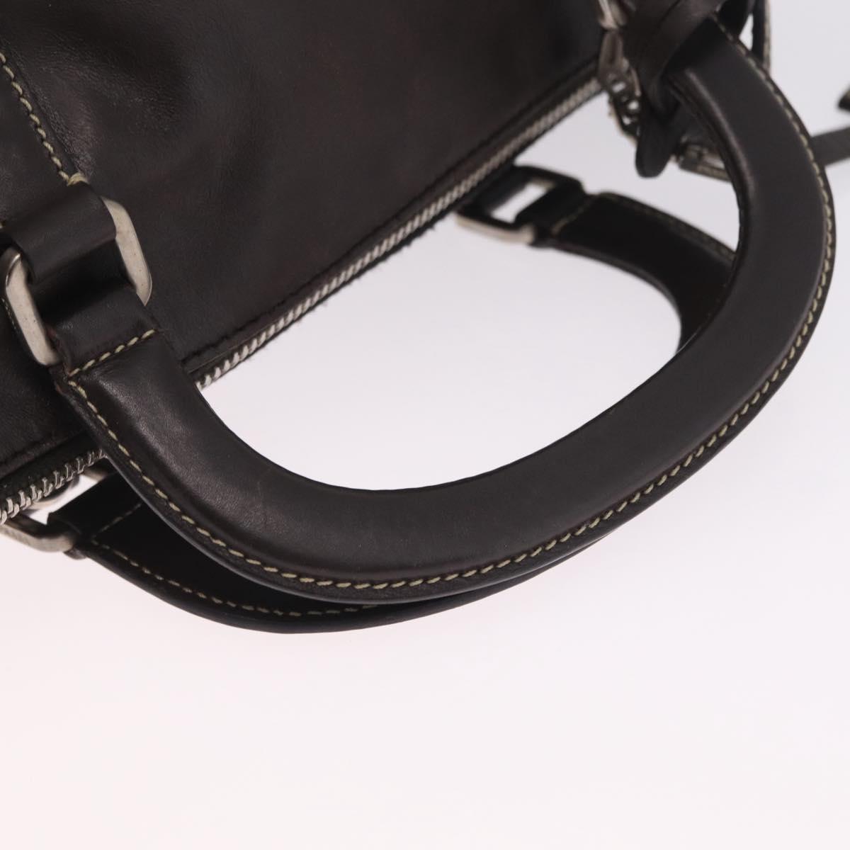PRADA Mini Boston Bag Boston Bag Leather 2way Brown Silver B11075 Auth am12907A