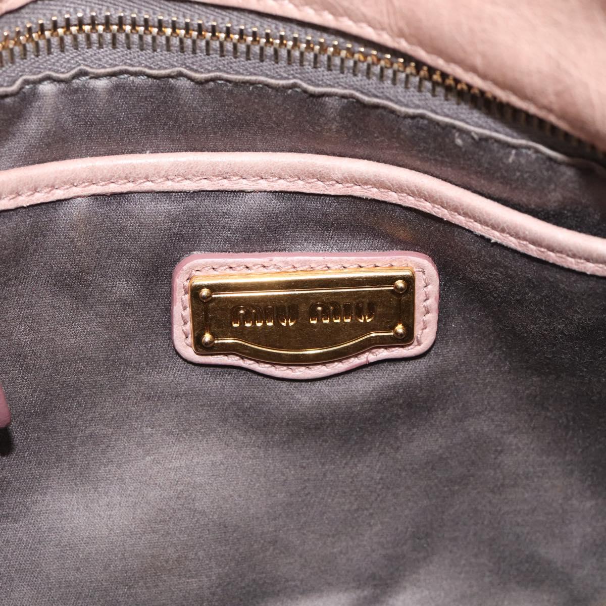 Miu Miu Side Ribbon Hand Bag Leather 2way Pink Gold Auth am12908V