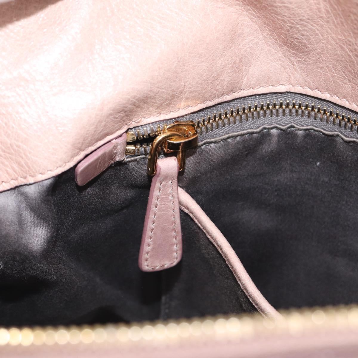 Miu Miu Side Ribbon Hand Bag Leather 2way Pink Gold Auth am12908V