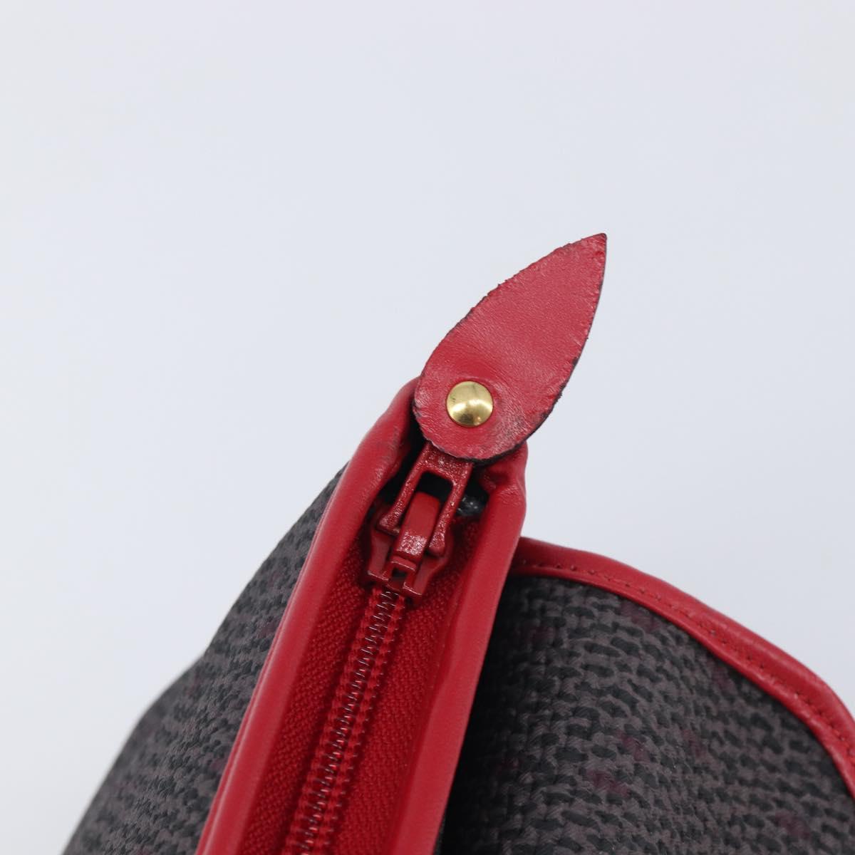 Saint Laurent Clutch Bag Leather Canvas Red Gray gold Auth am12909A