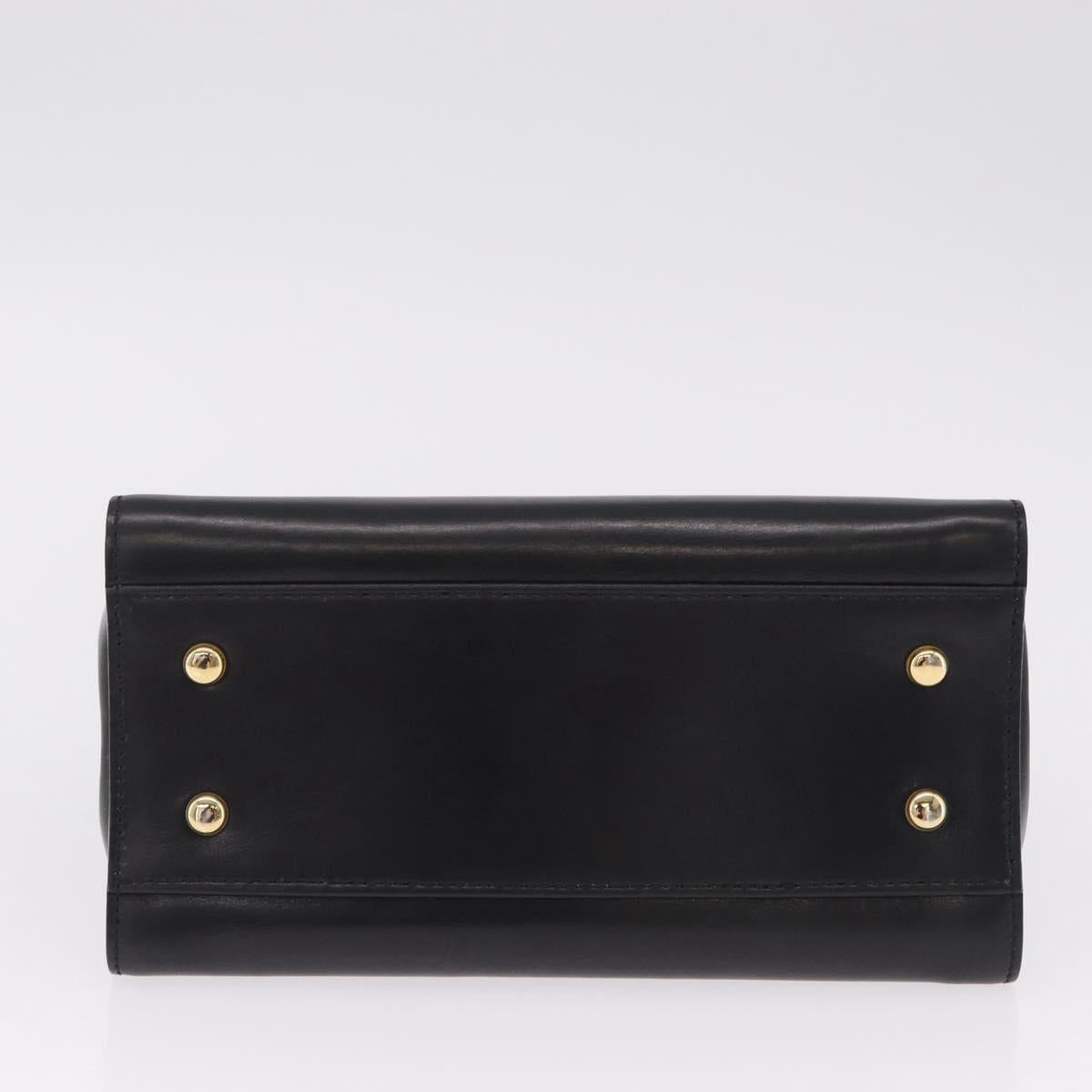 CELINE Star Ball Hand Bag Leather Black Gold Auth am12910V