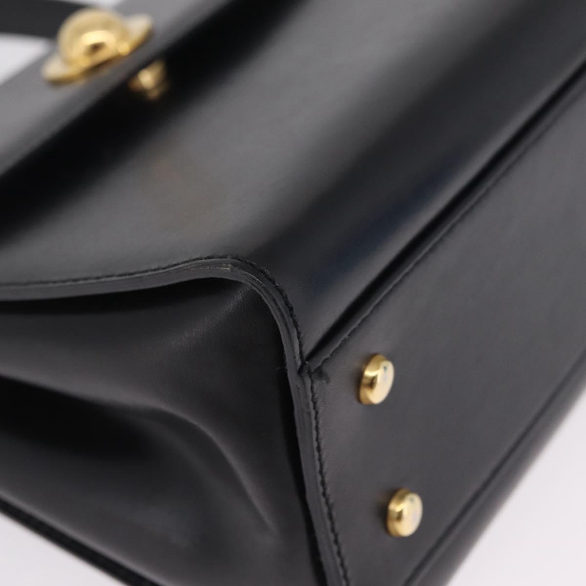 CELINE Star Ball Hand Bag Leather Black Gold Auth am12910V