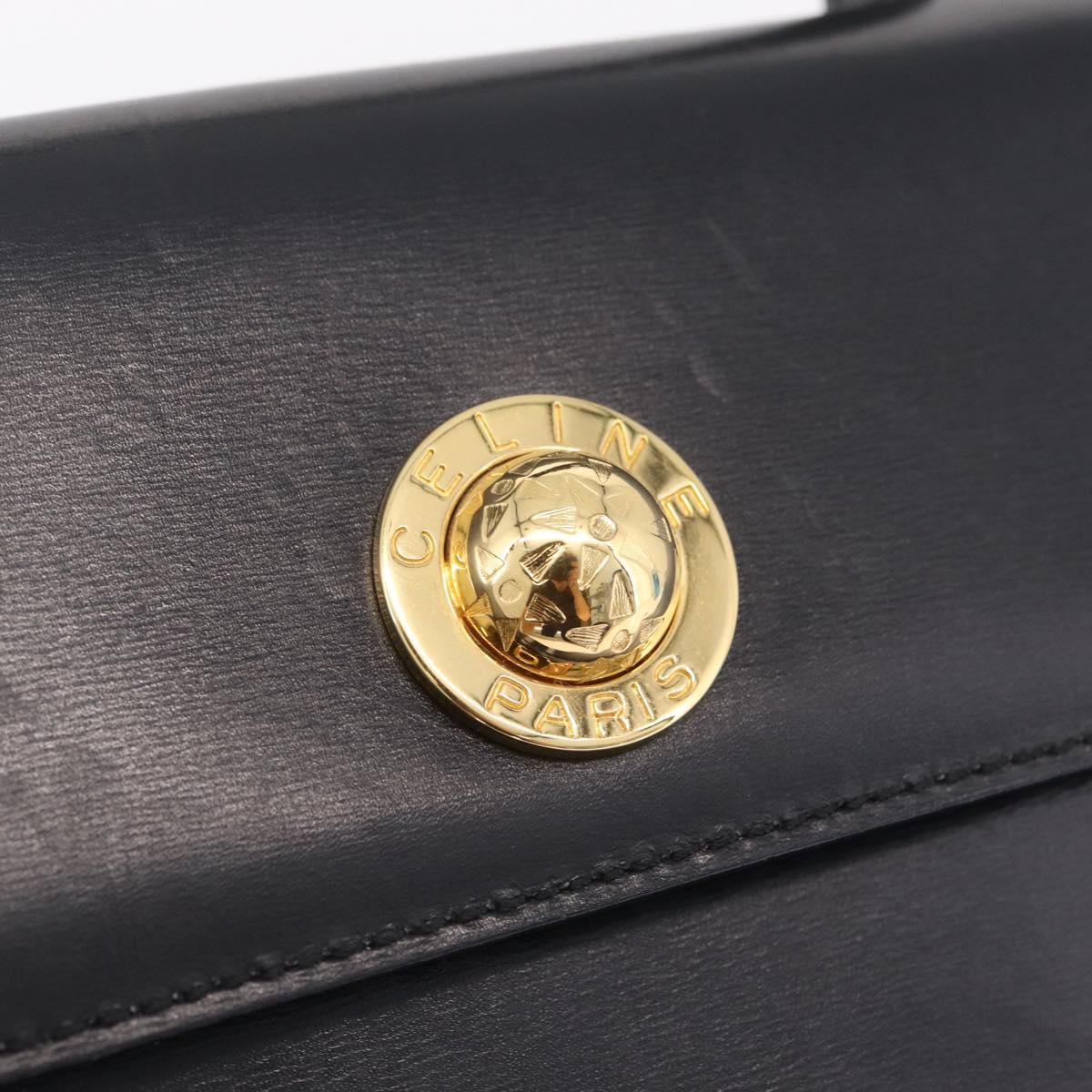 CELINE Star Ball Hand Bag Leather Black Gold Auth am12910V