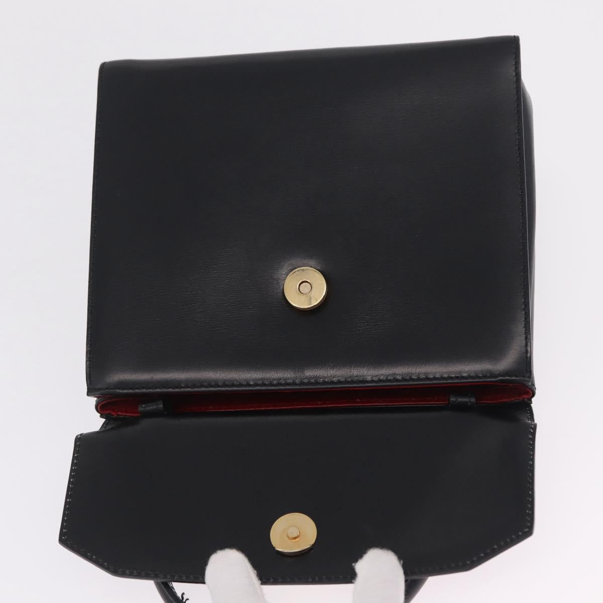 CELINE Star Ball Hand Bag Leather Black Gold Auth am12910V