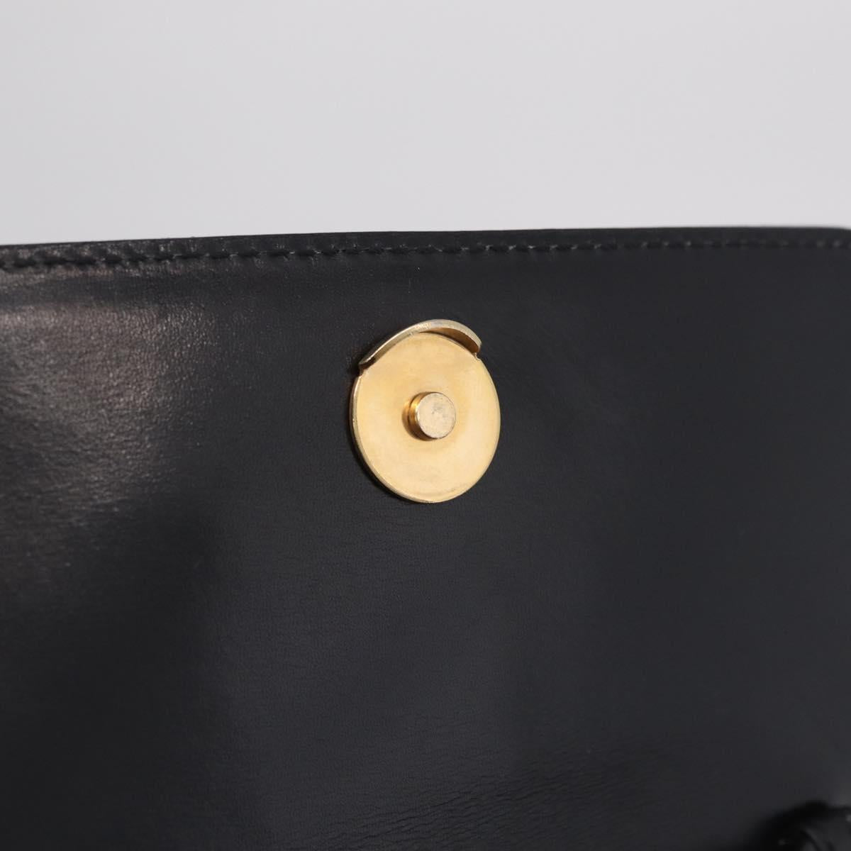 CELINE Star Ball Hand Bag Leather Black Gold Auth am12910V