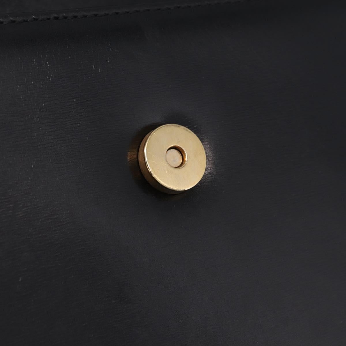 CELINE Star Ball Hand Bag Leather Black Gold Auth am12910V