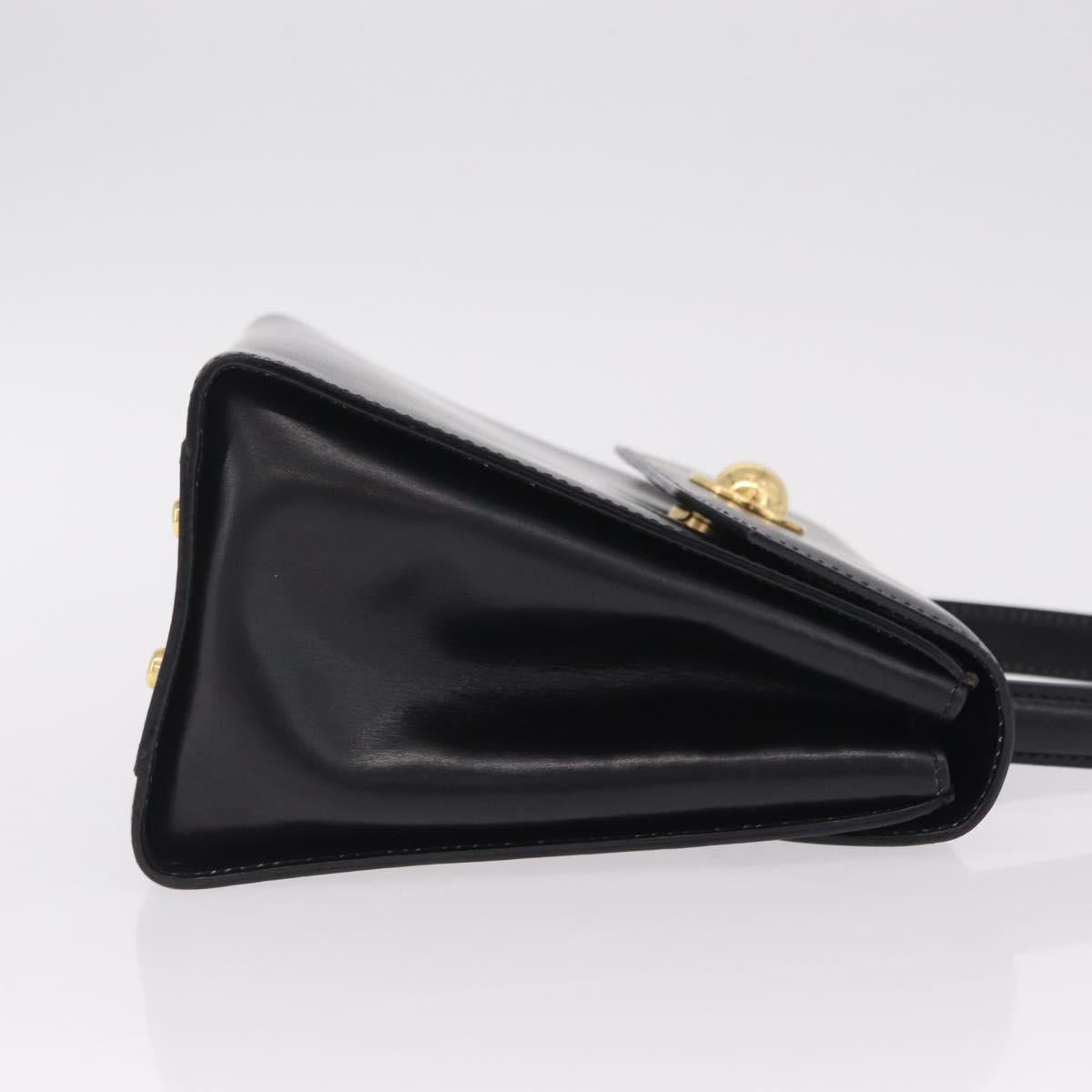 CELINE Star Ball Hand Bag Leather Black Gold Auth am12910V