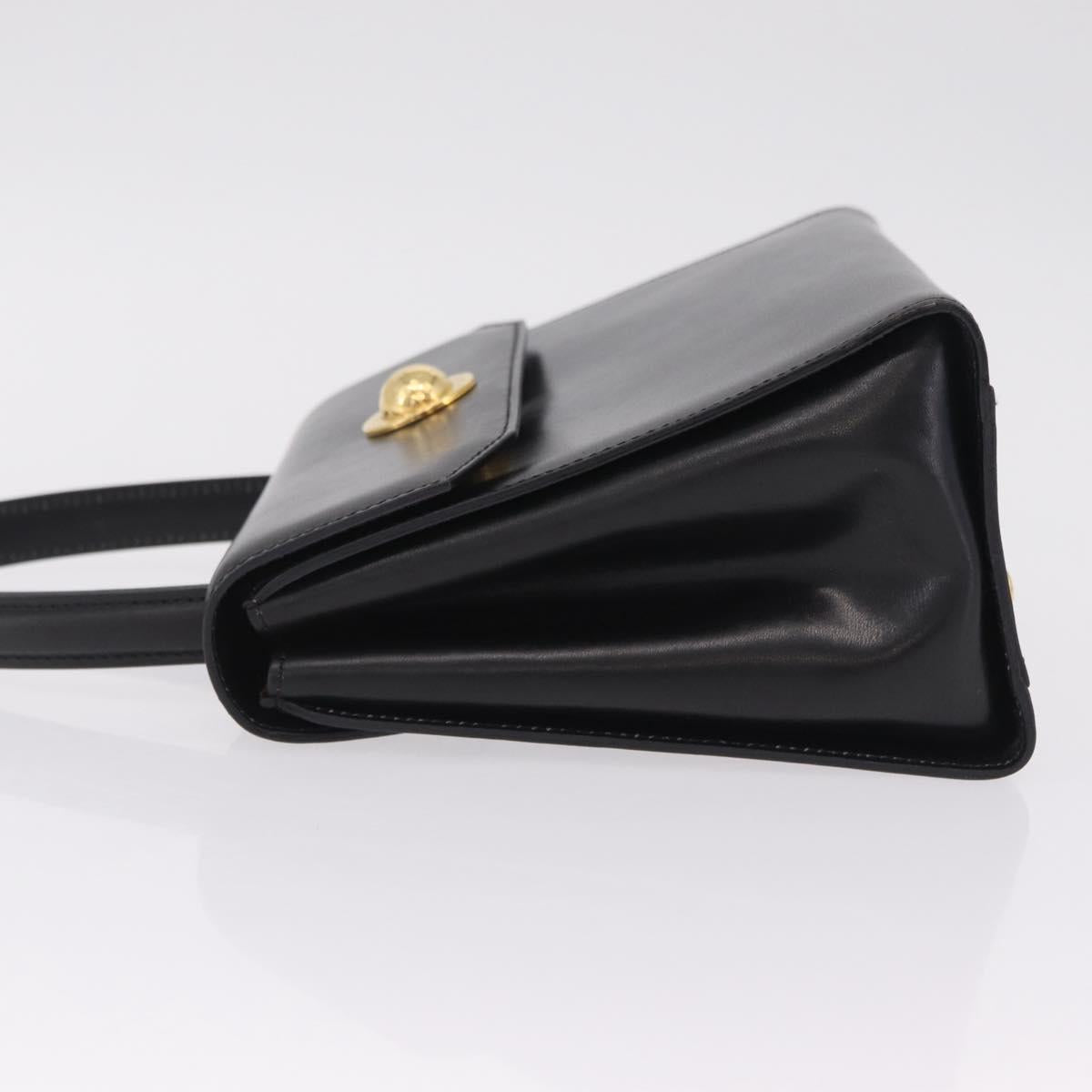 CELINE Star Ball Hand Bag Leather Black Gold Auth am12910V