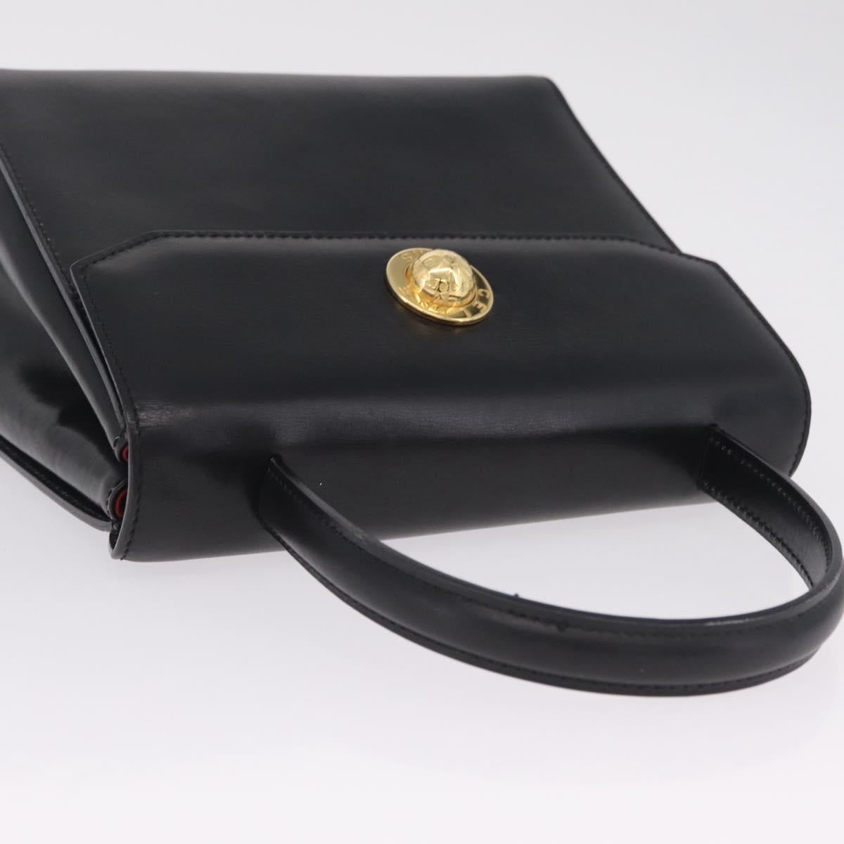 CELINE Star Ball Hand Bag Leather Black Gold Auth am12910V