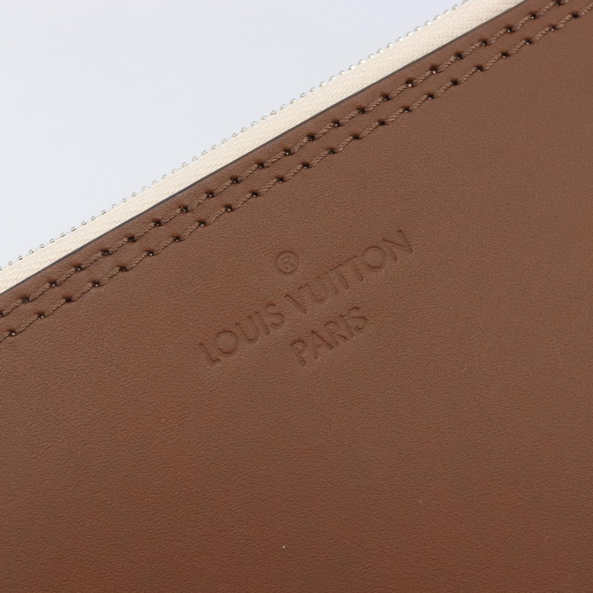 LOUIS VUITTON Mahina PM Pouch Leather Brown LV Auth am12934V