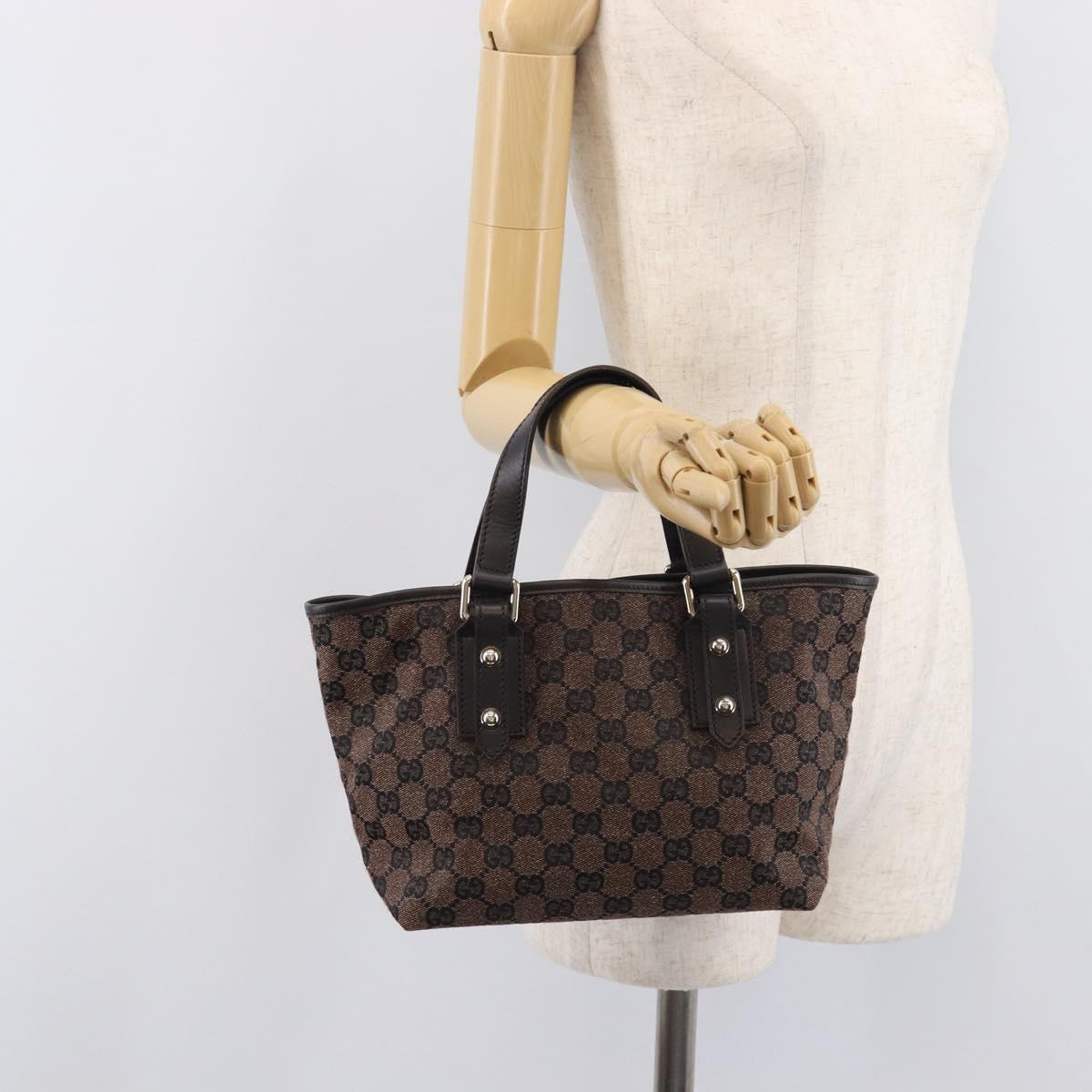GUCCI GG Canvas Hand Bag Gold Brown 257249 Auth am12939V