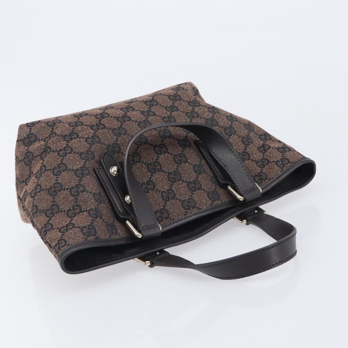 GUCCI GG Canvas Hand Bag Gold Brown 257249 Auth am12939V