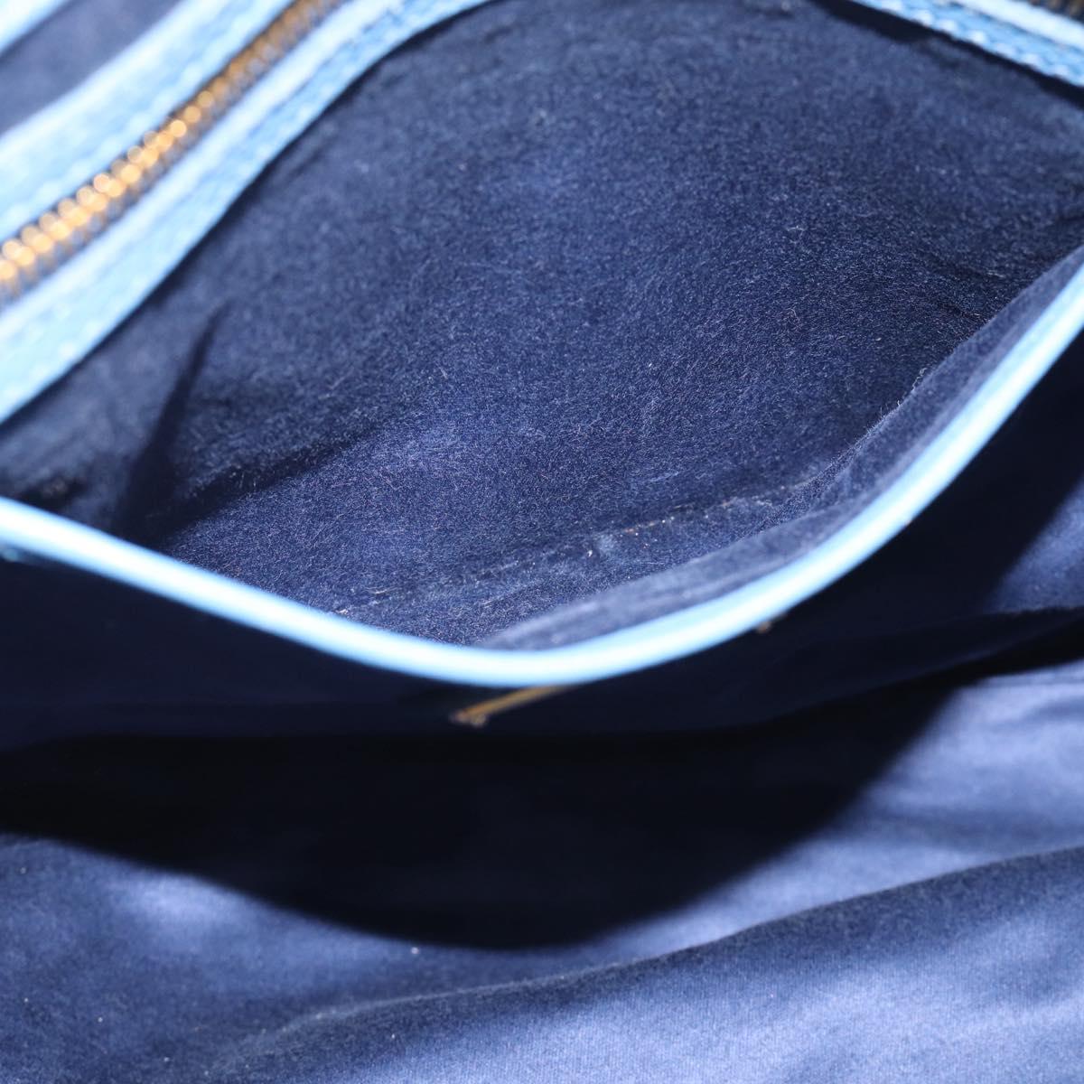 Miu Miu Tote Bag Leather Blue Gold Auth am12943V