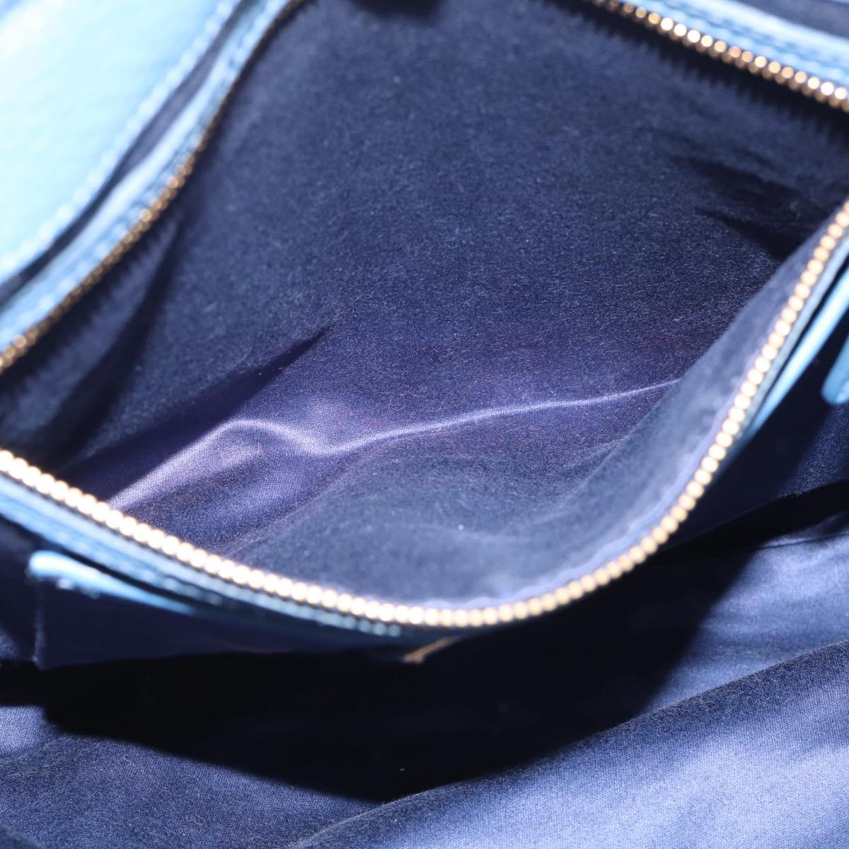 Miu Miu Tote Bag Leather Blue Gold Auth am12943V