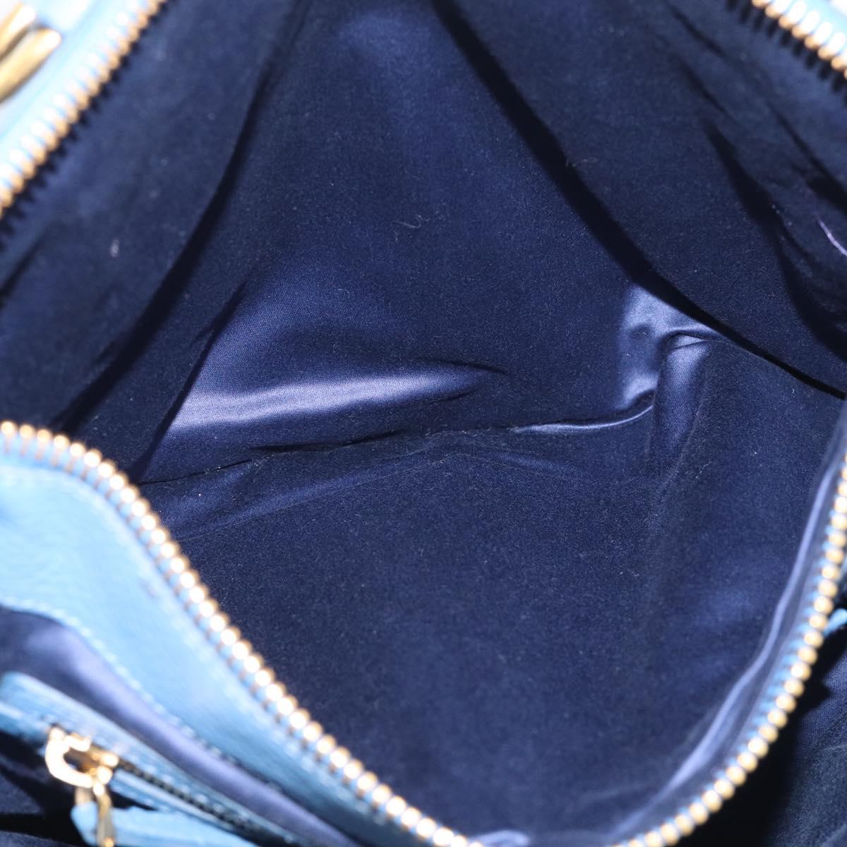 Miu Miu Tote Bag Leather Blue Gold Auth am12943V