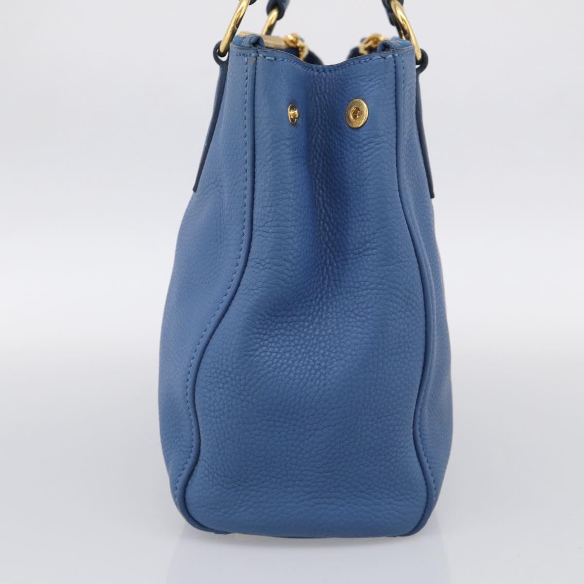 Miu Miu Tote Bag Leather Blue Gold Auth am12943V