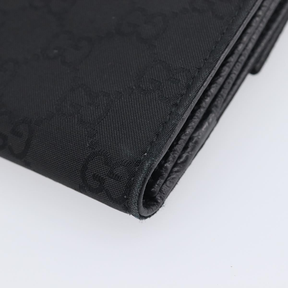 GUCCI GG Canvas Long Wallet Nylon Black Silver 231835 Auth am12944V