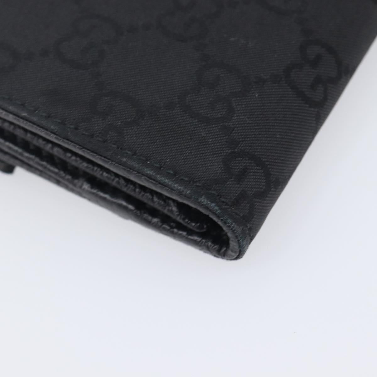 GUCCI GG Canvas Long Wallet Nylon Black Silver 231835 Auth am12944V