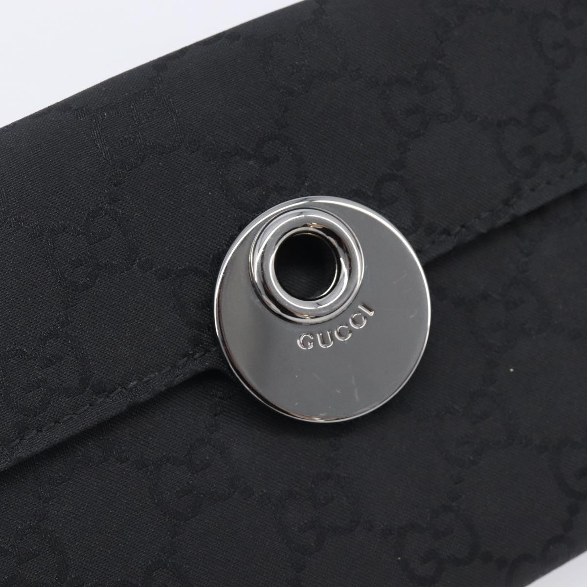 GUCCI GG Canvas Long Wallet Nylon Black Silver 231835 Auth am12944V