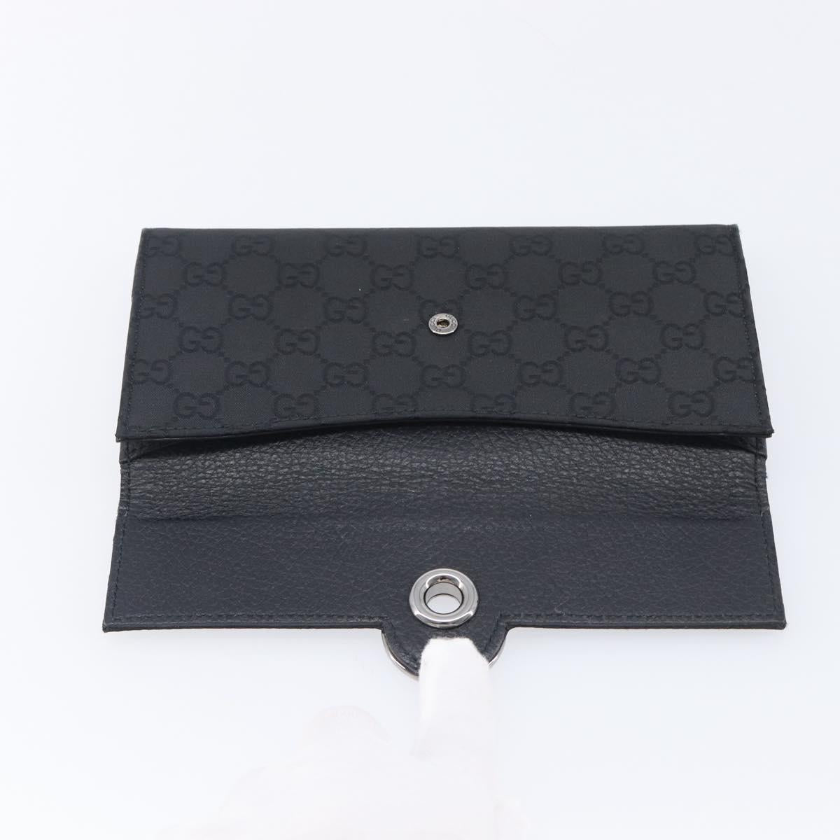 GUCCI GG Canvas Long Wallet Nylon Black Silver 231835 Auth am12944V