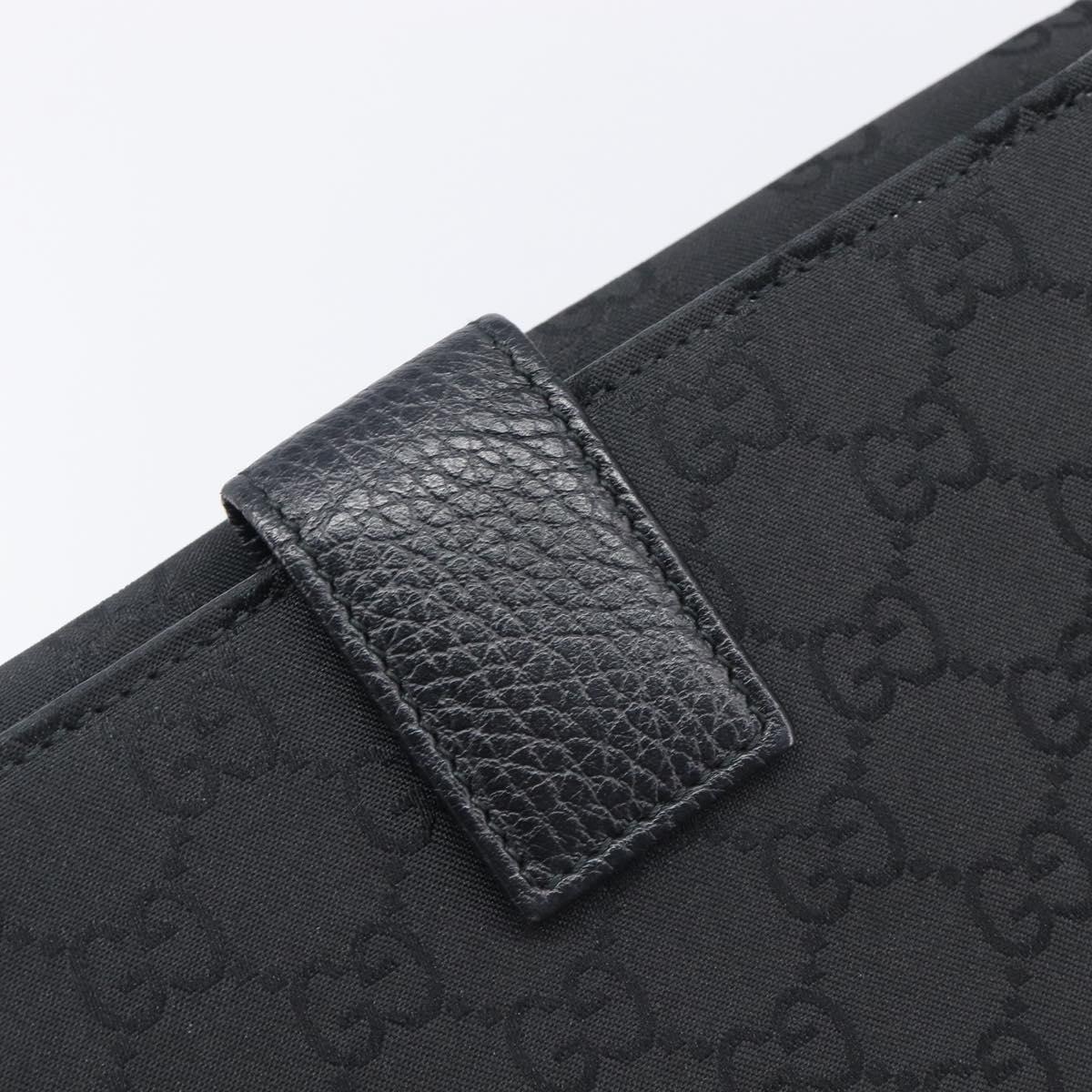 GUCCI GG Canvas Long Wallet Nylon Black Silver 231835 Auth am12944V
