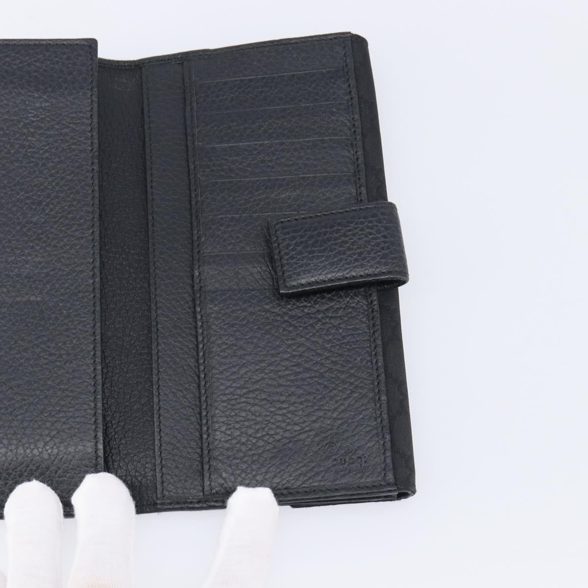 GUCCI GG Canvas Long Wallet Nylon Black Silver 231835 Auth am12944V