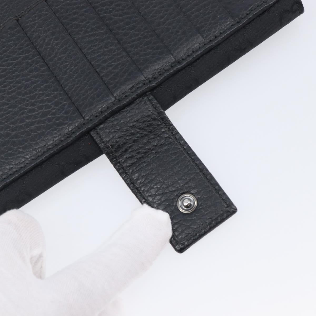 GUCCI GG Canvas Long Wallet Nylon Black Silver 231835 Auth am12944V