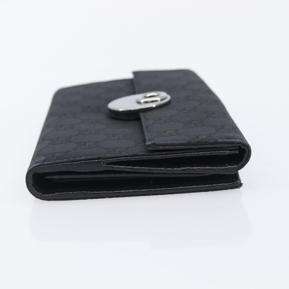 GUCCI GG Canvas Long Wallet Nylon Black Silver 231835 Auth am12944V