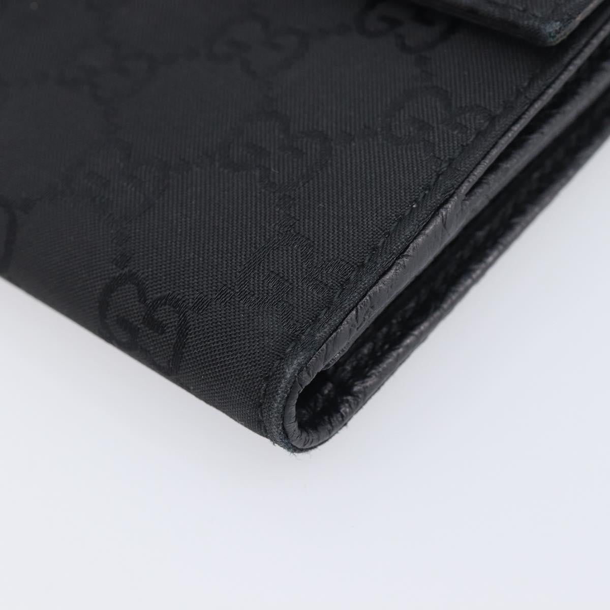 GUCCI GG Canvas Long Wallet Nylon Black Silver 231835 Auth am12944V