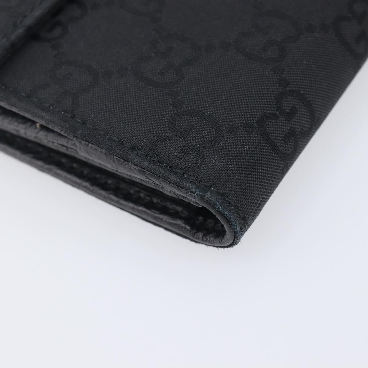 GUCCI GG Canvas Long Wallet Nylon Black Silver 231835 Auth am12944V