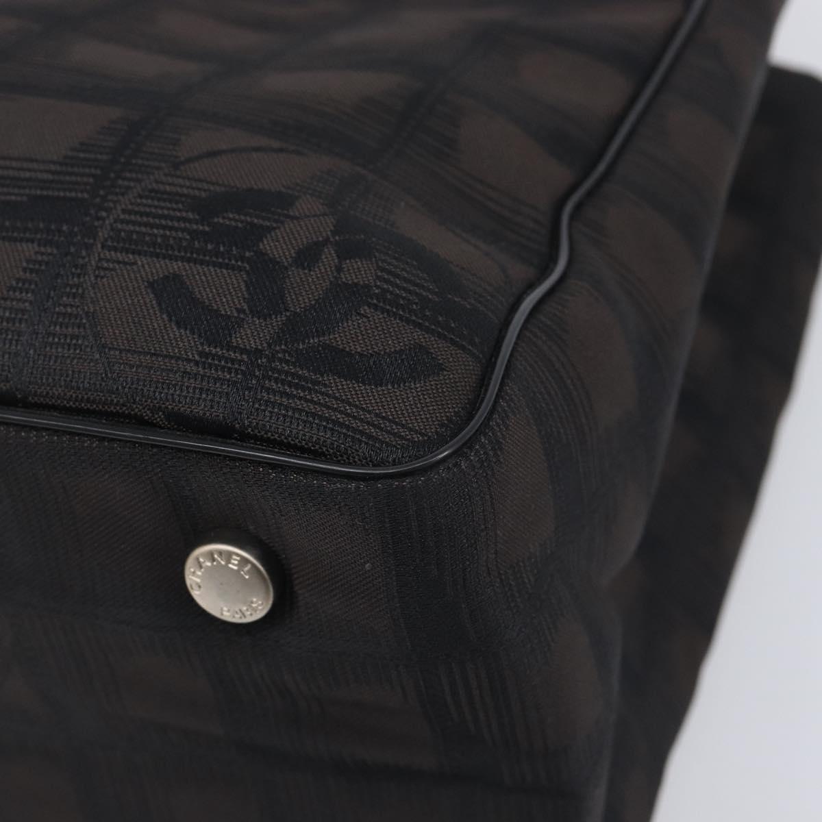 CHANEL New Travel Line Tote PM Bag Canvas Black CC Auth am12945V