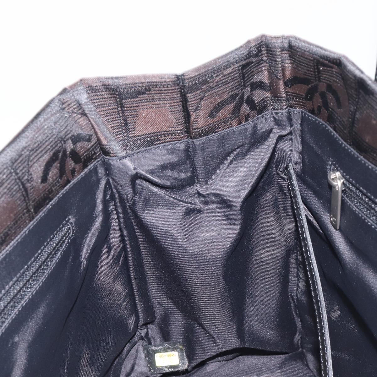 CHANEL New Travel Line Tote PM Bag Canvas Black CC Auth am12945V