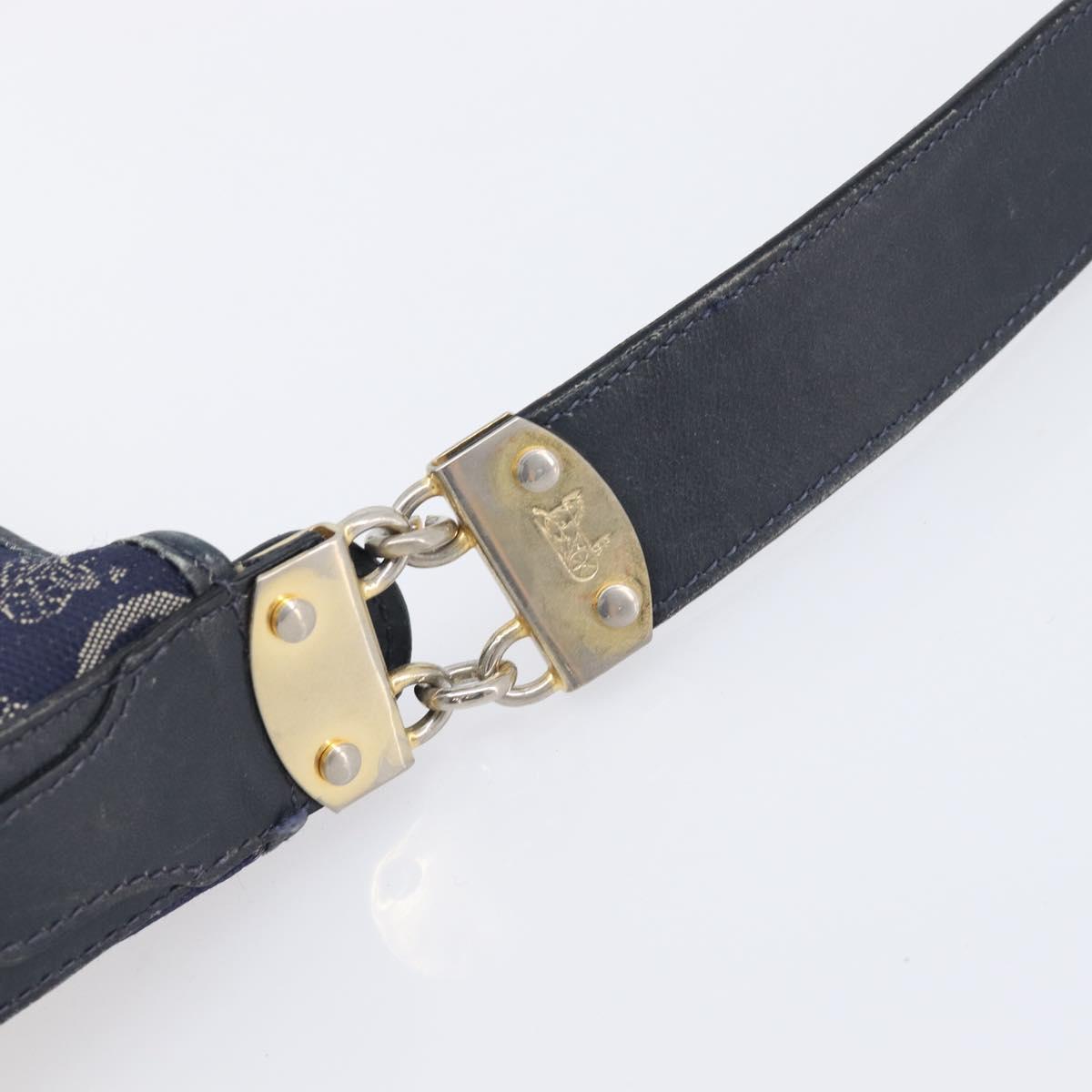 CELINE C Sulky Shoulder Bag Canvas Navy Gold Auth am12958