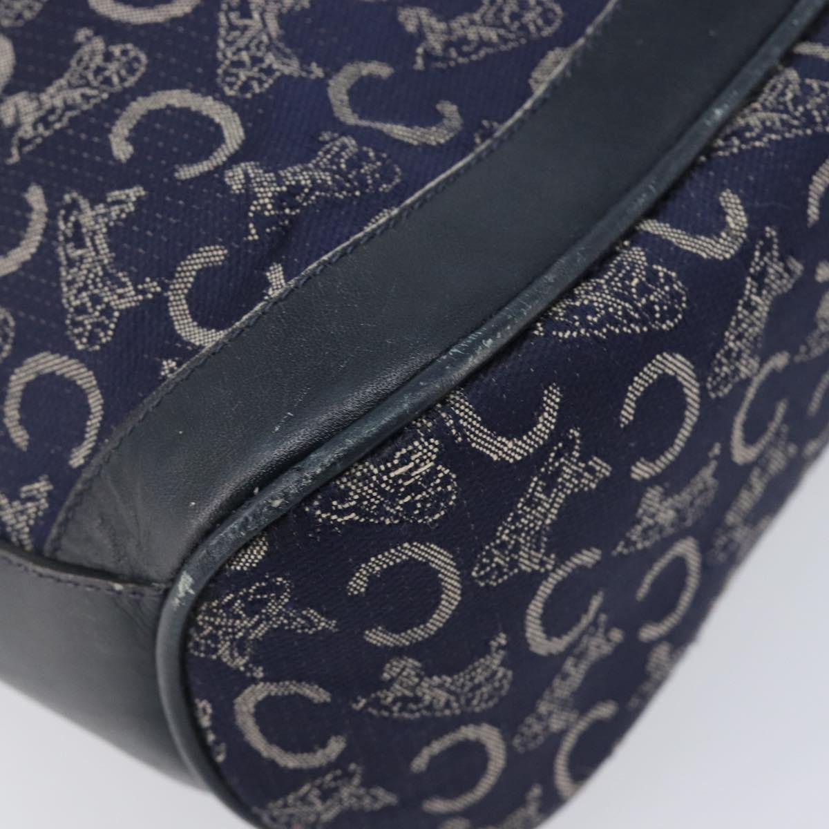 CELINE C Sulky Shoulder Bag Canvas Navy Gold Auth am12958