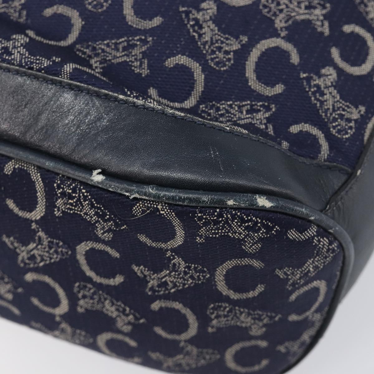 CELINE C Sulky Shoulder Bag Canvas Navy Gold Auth am12958
