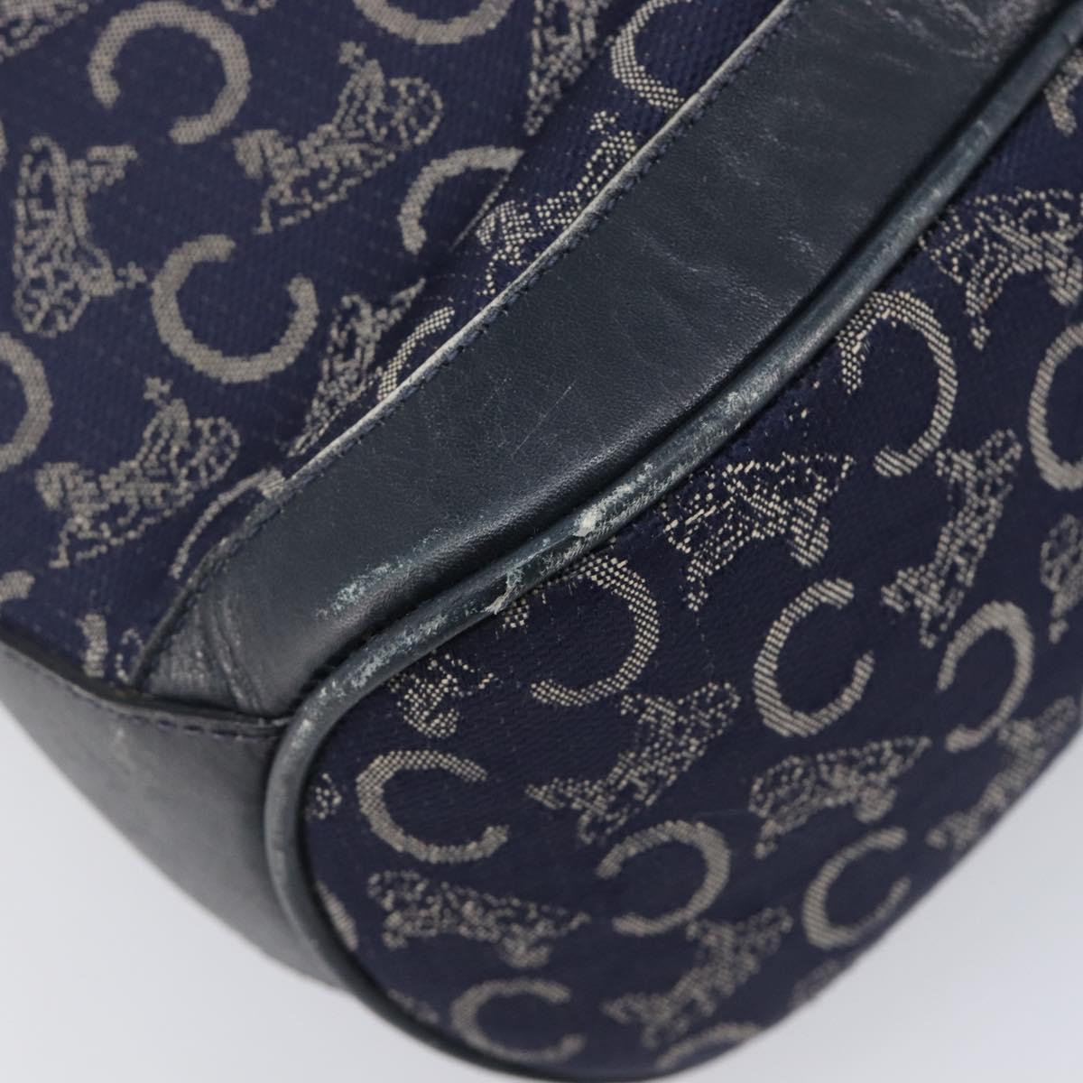 CELINE C Sulky Shoulder Bag Canvas Navy Gold Auth am12958