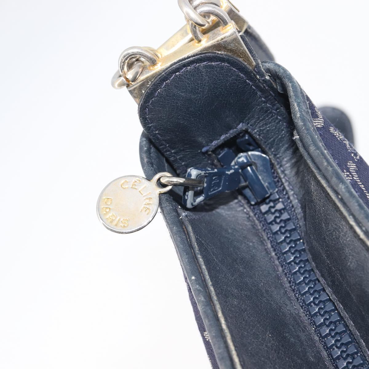 CELINE C Sulky Shoulder Bag Canvas Navy Gold Auth am12958