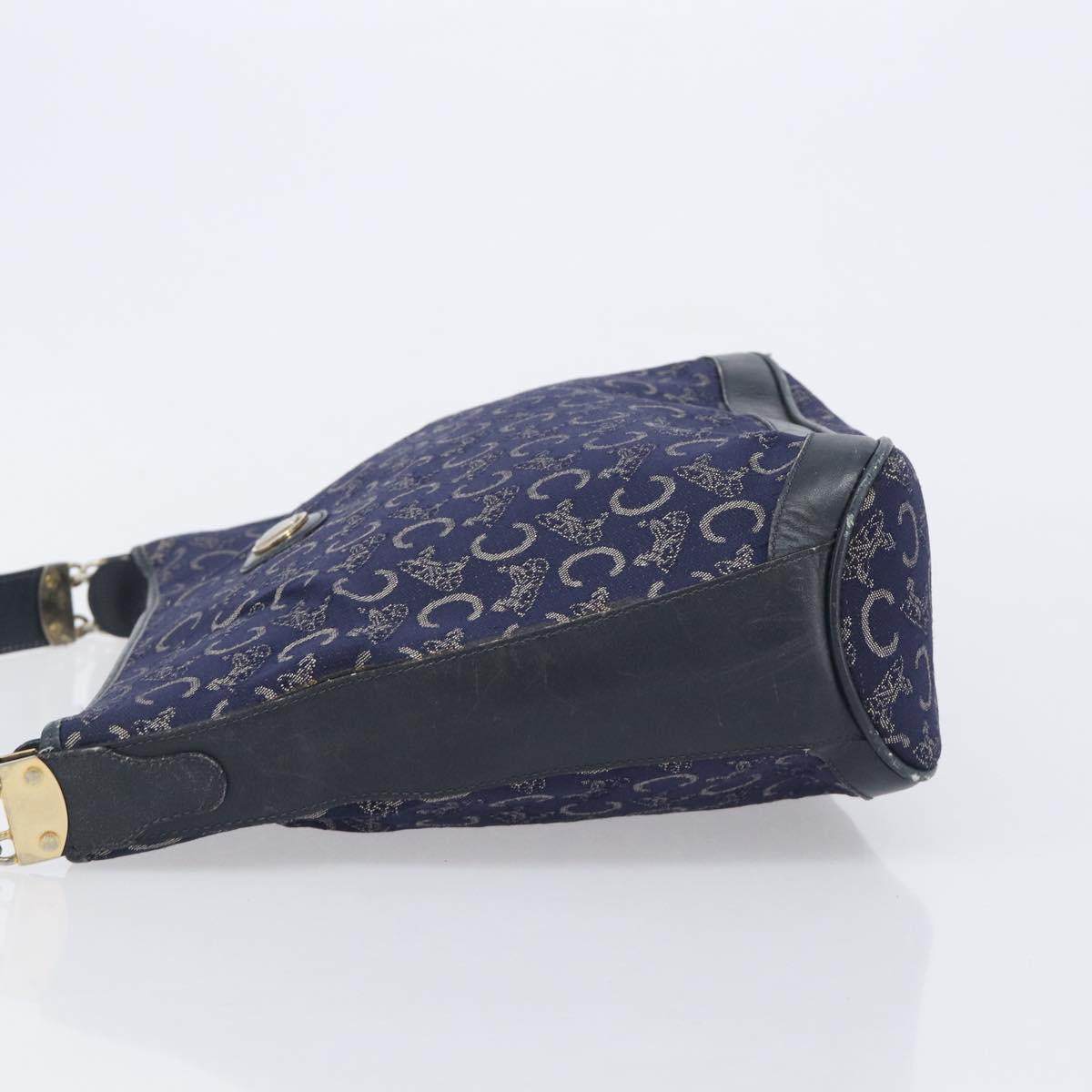 CELINE C Sulky Shoulder Bag Canvas Navy Gold Auth am12958