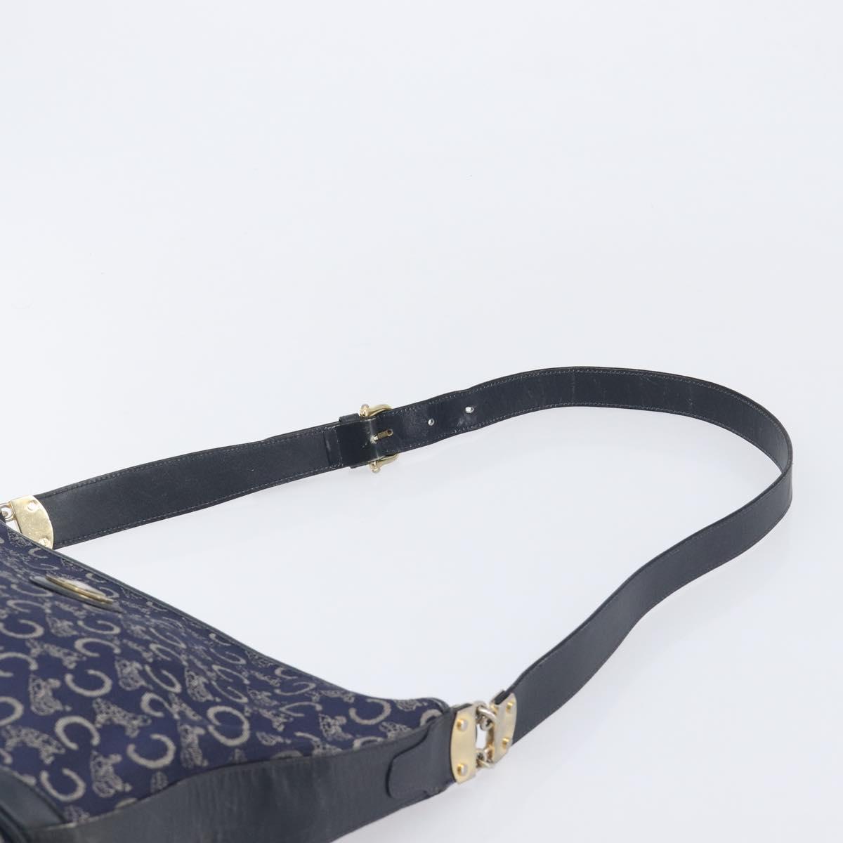CELINE C Sulky Shoulder Bag Canvas Navy Gold Auth am12958