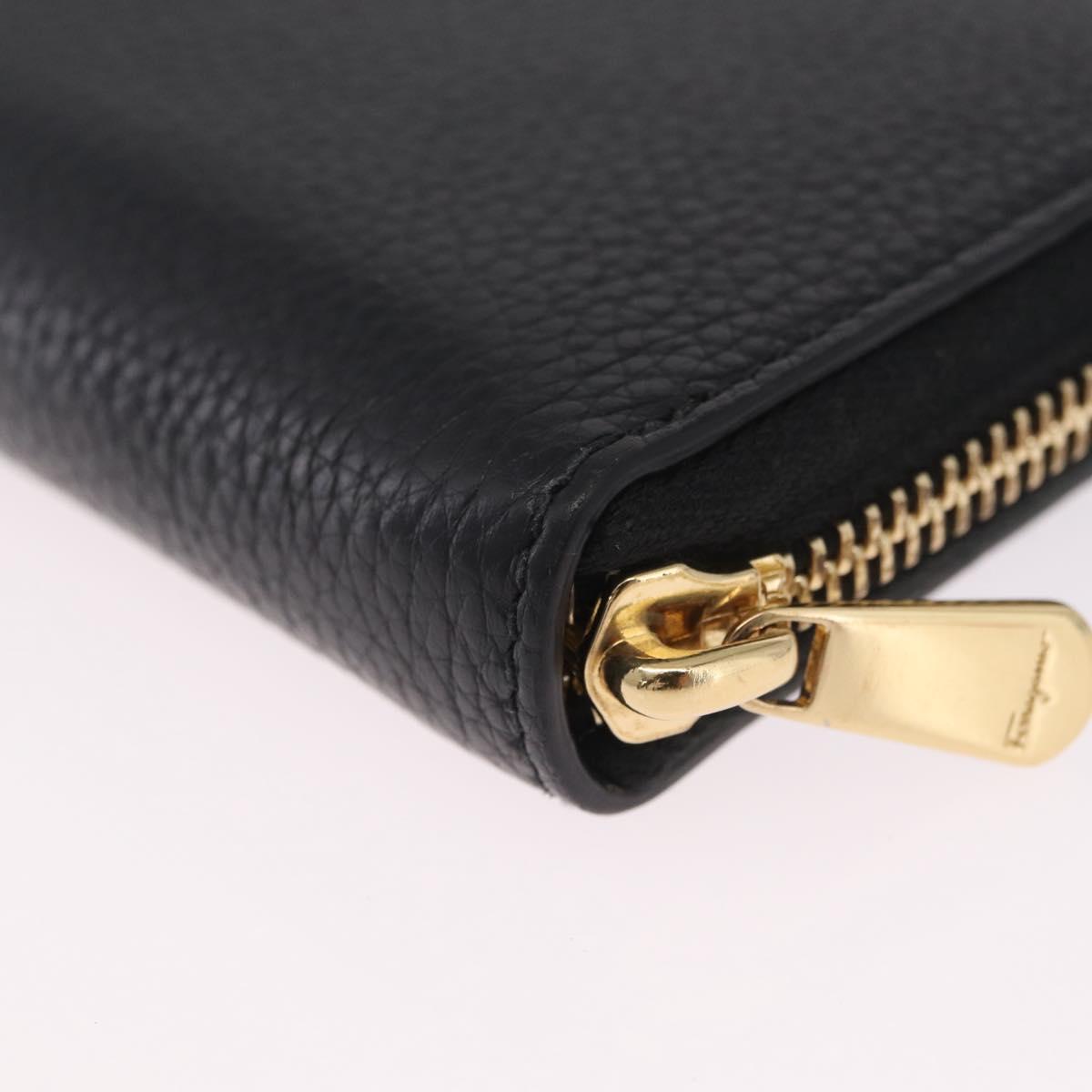 Salvatore Ferragamo Gancini Coin Purse Taurillon Leather Black Auth am12960V