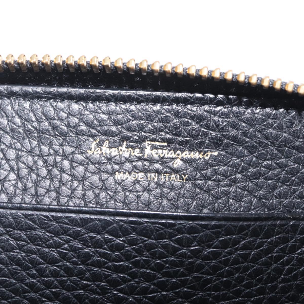 Salvatore Ferragamo Gancini Coin Purse Taurillon Leather Black Auth am12960V