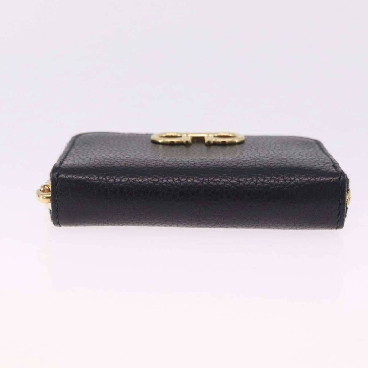 Salvatore Ferragamo Gancini Coin Purse Taurillon Leather Black Auth am12960V