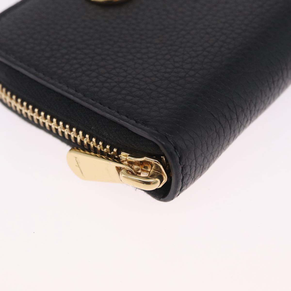 Salvatore Ferragamo Gancini Coin Purse Taurillon Leather Black Auth am12960V