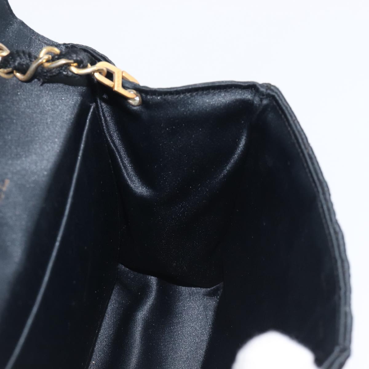 CHANEL Matelasse Decacoco Chain Shoulder Bag Satin Black Gold CC Auth am12961M
