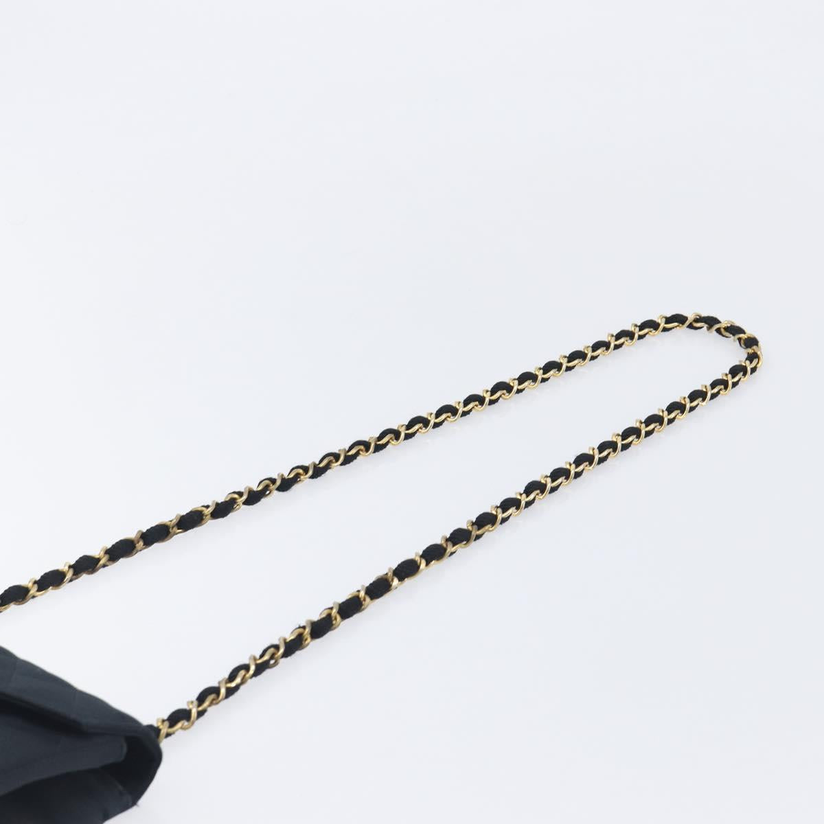 CHANEL Matelasse Decacoco Chain Shoulder Bag Satin Black Gold CC Auth am12961M