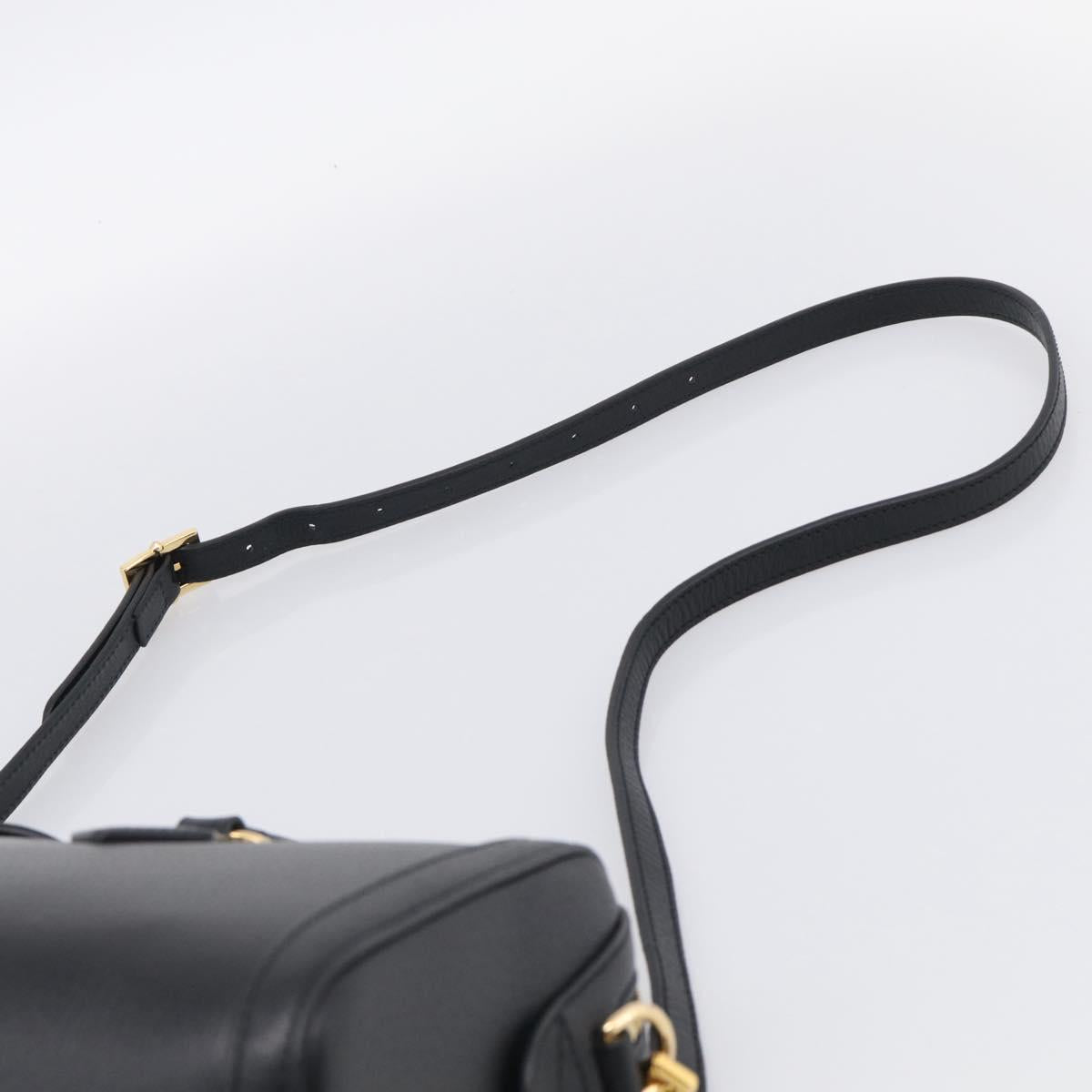 GUCCI Ophdia GG Sherry Line Boston Bag Leather 2way Black Gold Auth am12968M