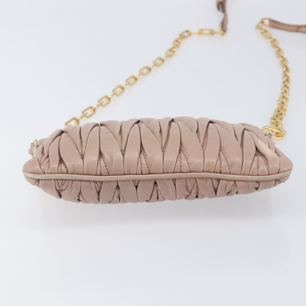 Miu Miu Matelasse Chain Shoulder Bag Leather Pink Gold RTC540 Auth am12975V