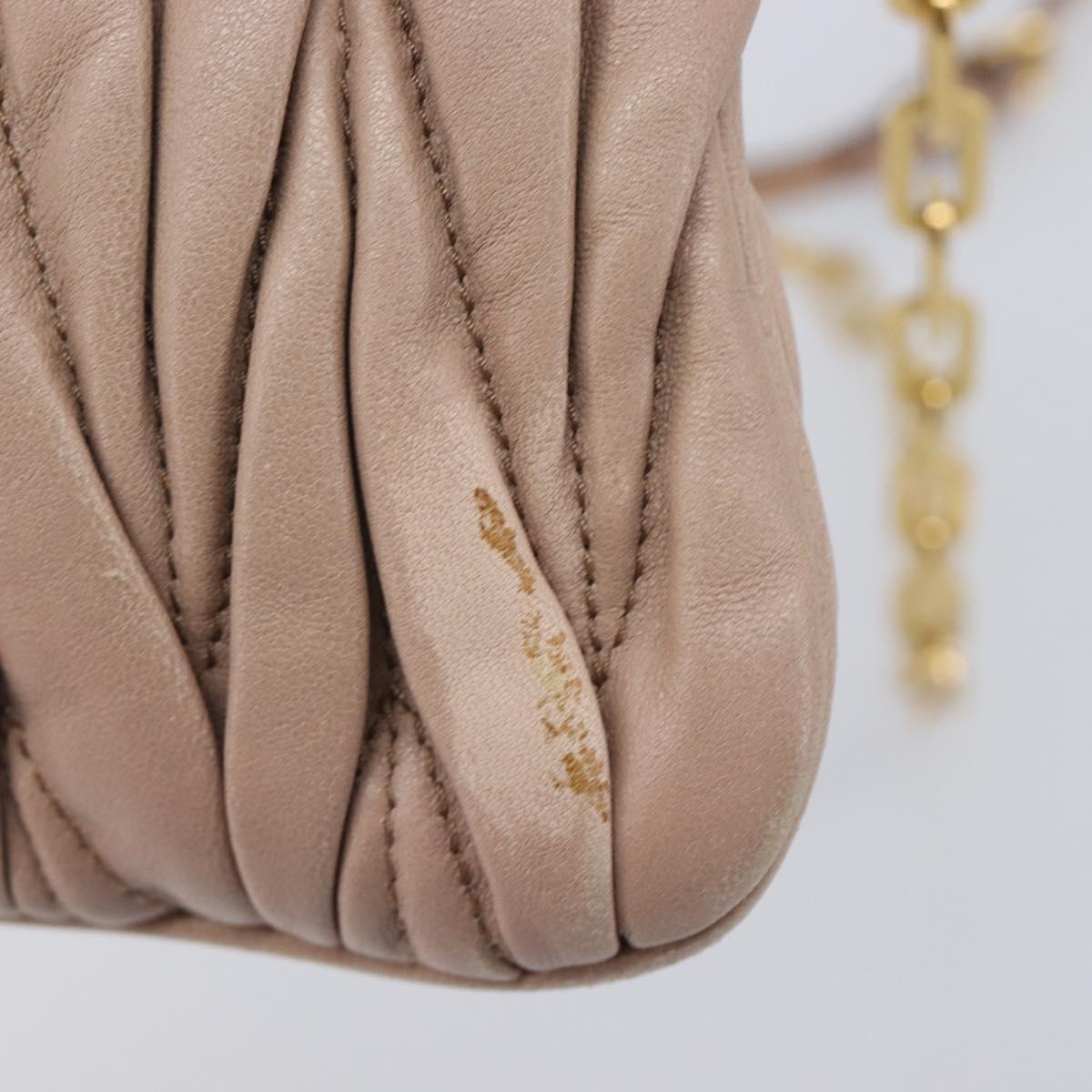 Miu Miu Matelasse Chain Shoulder Bag Leather Pink Gold RTC540 Auth am12975V