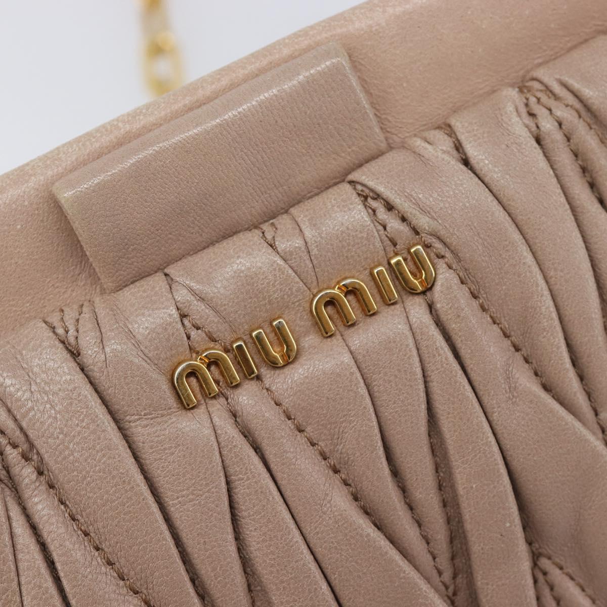 Miu Miu Matelasse Chain Shoulder Bag Leather Pink Gold RTC540 Auth am12975V